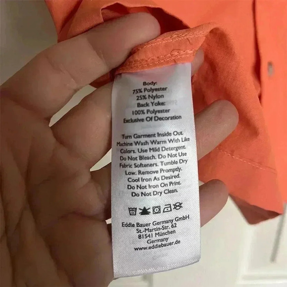 Eddie Bauer Men's Short Sleeve Orange Button-Up Shirt Size S Casual - Picture 6 of 10